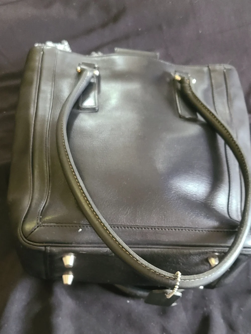 Vintage Coach Classic Black Leather Tote Bag - Women